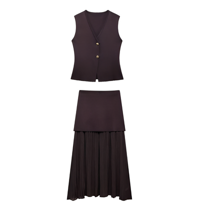 Airen - Casual Vest and Skirt Set
