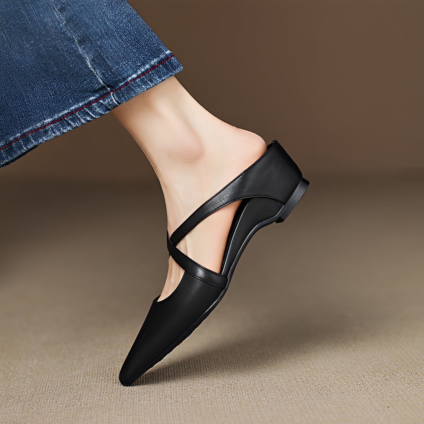 Riley - Stylish Washed Flat Mules