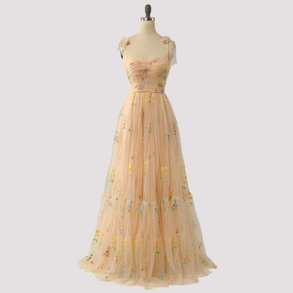 Livia - Elegant Ball Gown with Floral Embroidery