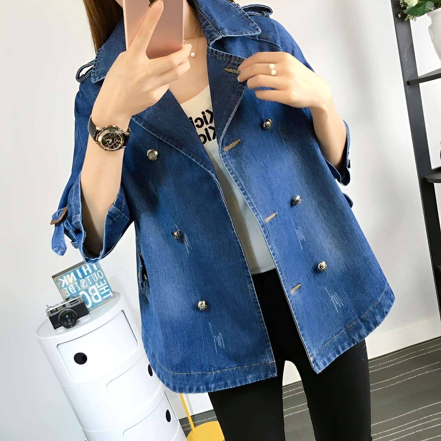 Faye - Stylish Denim Cape Coat