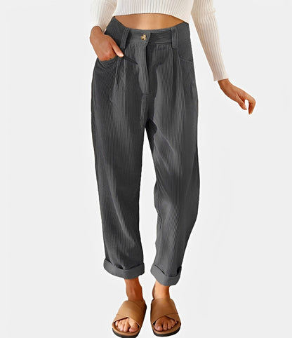 Liana - Casual High Waist Corduroy Trousers
