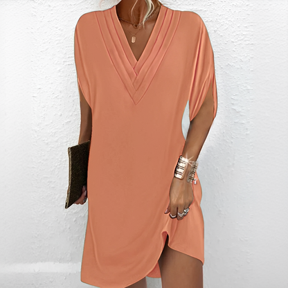 Jazlynn - Dress with Batwing Sleeves and Pleats