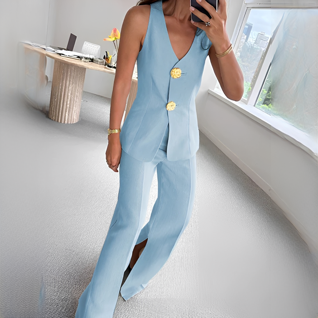 Verna - Relaxed sleeveless top and pants ensemble