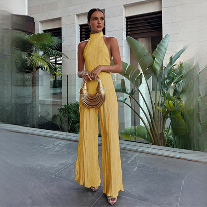 Elvissa - Stylish top and wide-leg pants set