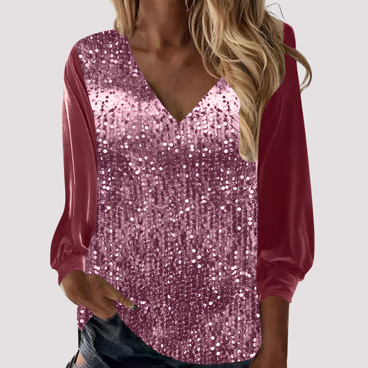 Hazel - Long-Sleeved Sequin Top