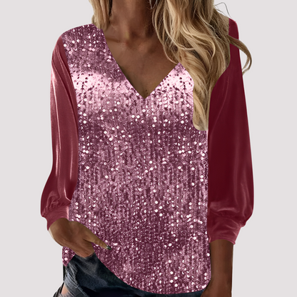 Hazel - Long-Sleeved Sequin Top