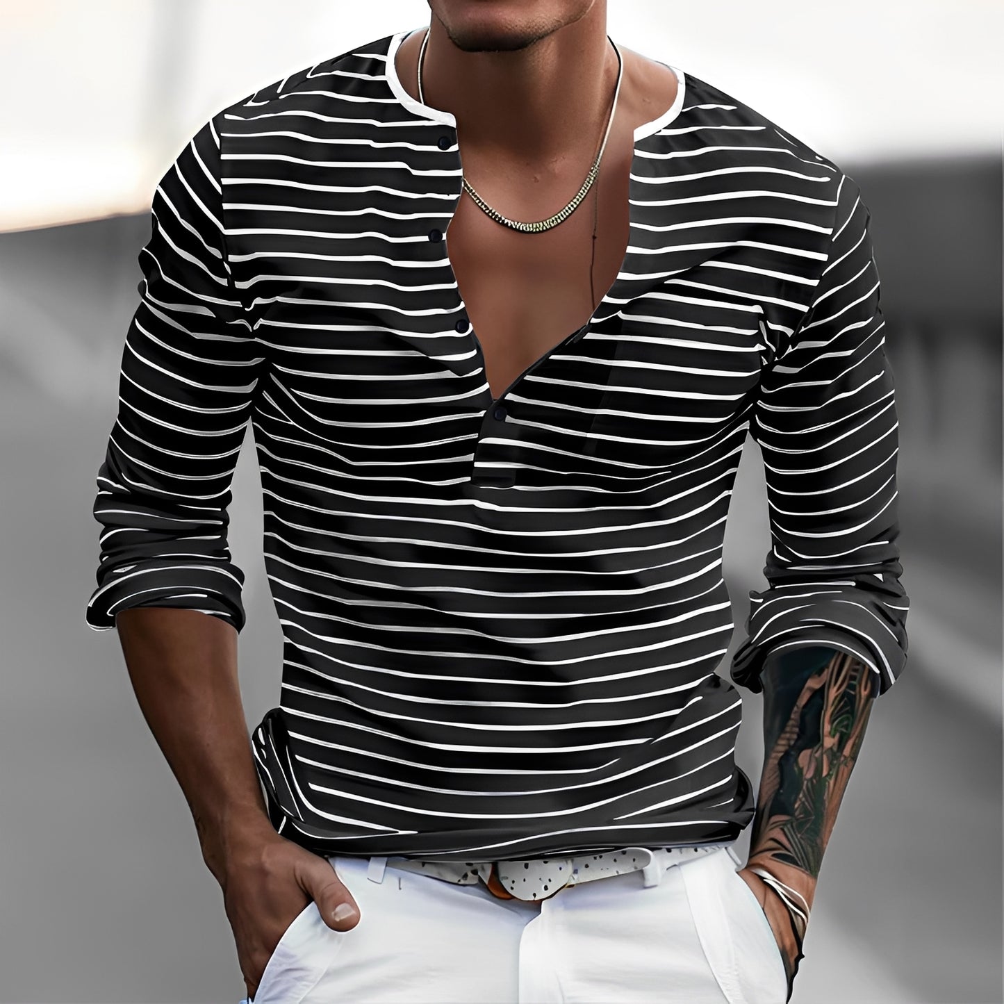 Thomson - Stylish Striped Long Sleeve Shirt