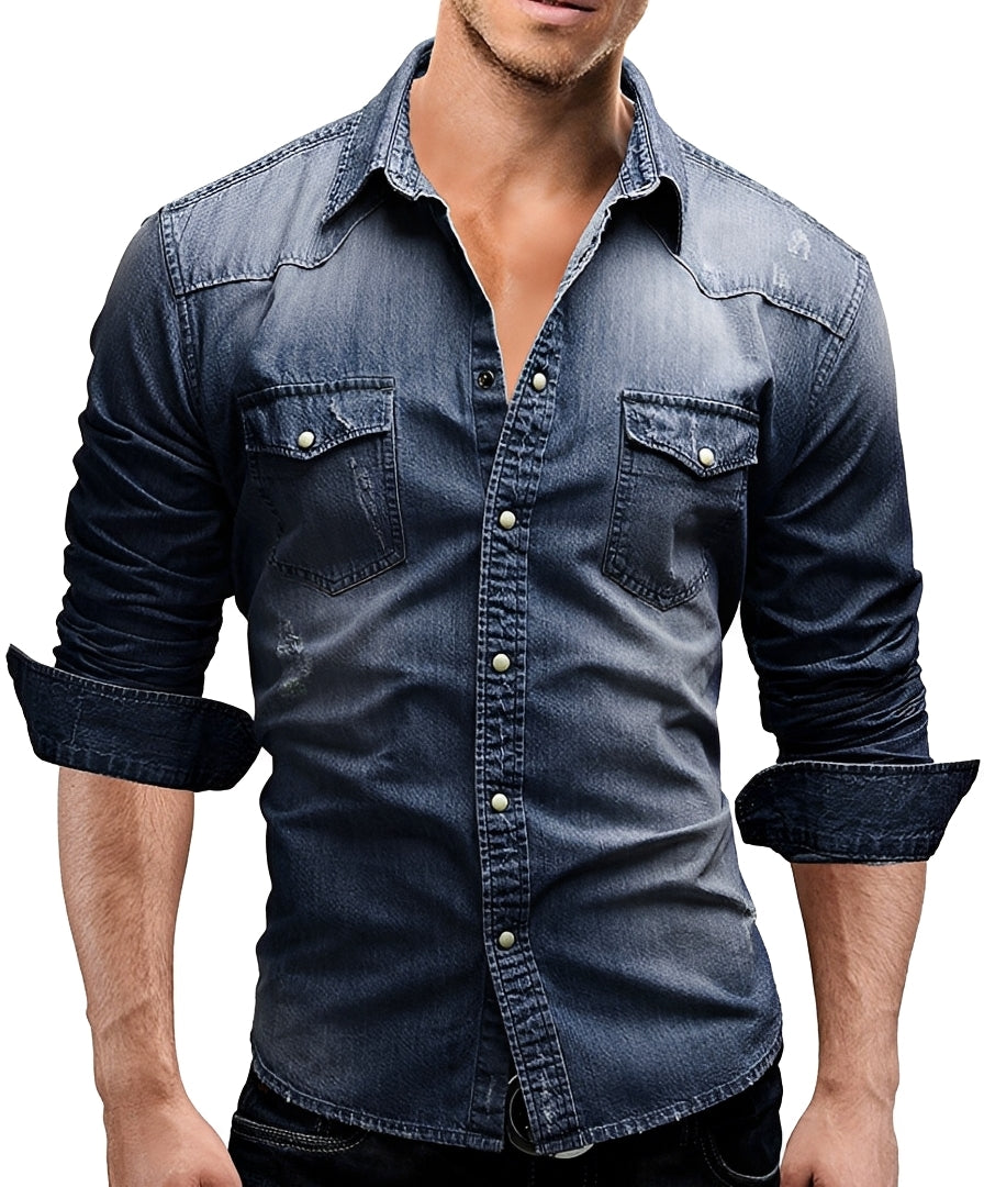 Arjun - Men's Denim Shirt - Loose Long-sleeve