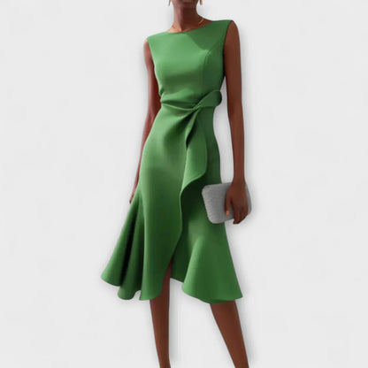 Sheila- Elegant Women's Midi Dress with Ruffle Details