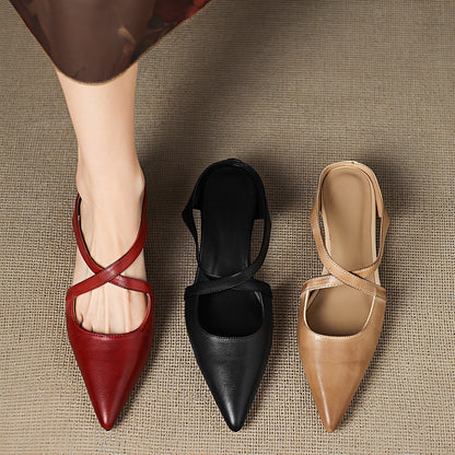 Riley - Stylish Washed Flat Mules