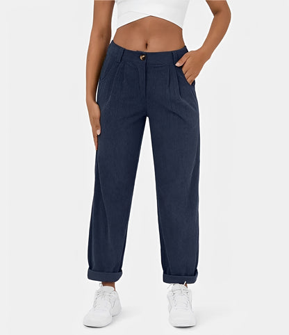 Liana - Casual High Waist Corduroy Trousers