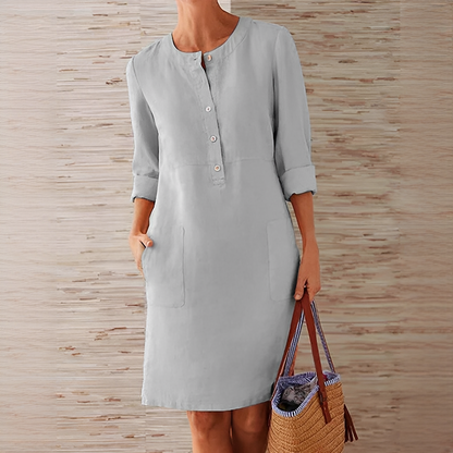 Karael - Chic Half Button Mini Dress