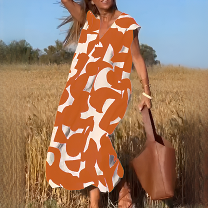 Vicky - Stylish V-neck Loose Fit Dress