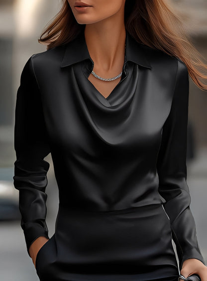 Terry - Fashionable Long-Sleeve Blouse with Pleats