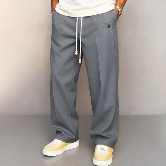 Conor - Relaxed, straight-fit pants with drawstring for men