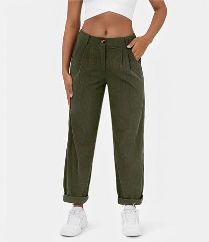 Liana - Casual High Waist Corduroy Trousers