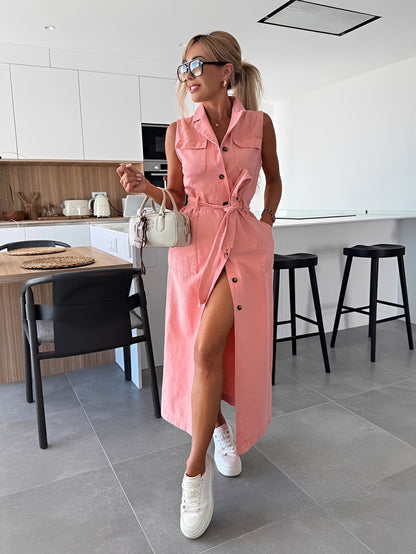 Steph - Fashionable Denim Midi Dress