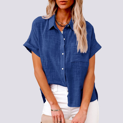 Nicole - Short Sleeve Blouse with Pockets