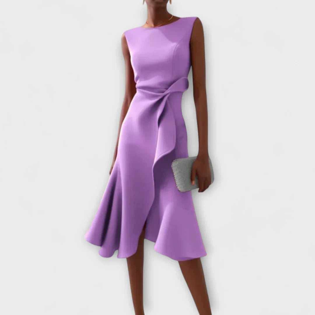 Sheila- Elegant Women's Midi Dress with Ruffle Details