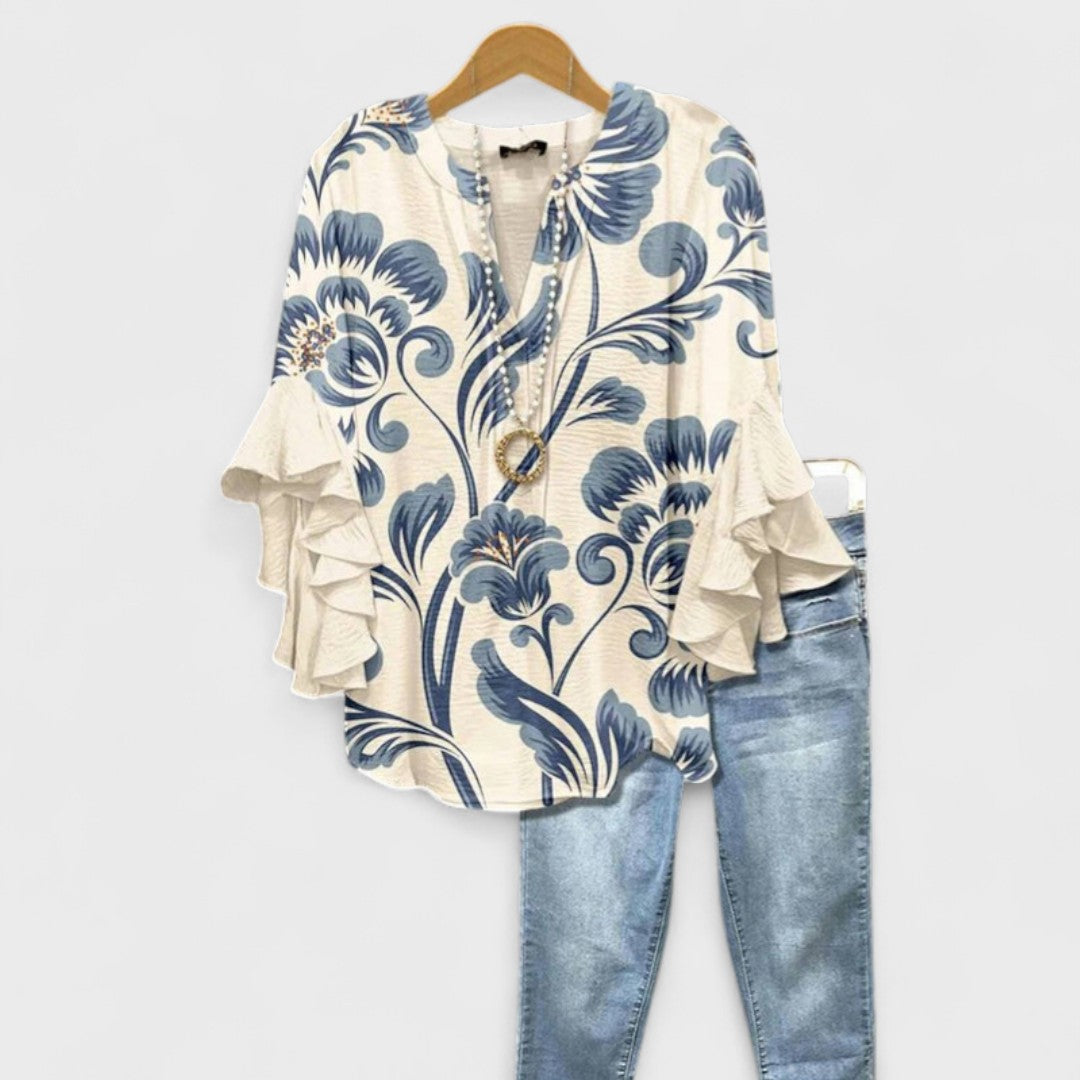 Kay- Elegant Women's Blouse with Floral Pattern