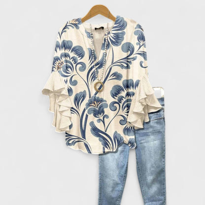 Kay- Elegant Women's Blouse with Floral Pattern
