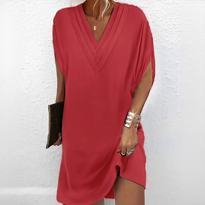 Jazlynn - Dress with Batwing Sleeves and Pleats