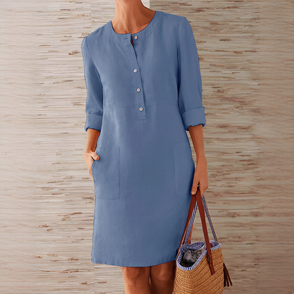 Karael - Chic Half Button Mini Dress