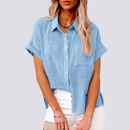 Nicole - Short Sleeve Blouse with Pockets