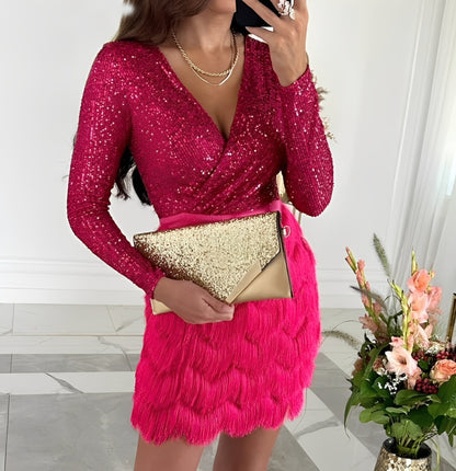 Isabelle - Fashionable Glitter Mini Dress