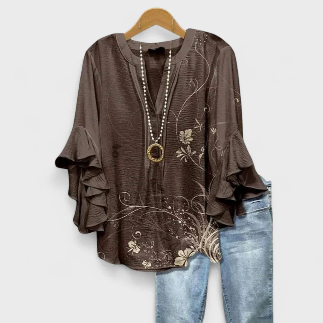Kay- Elegant Women's Blouse with Floral Pattern