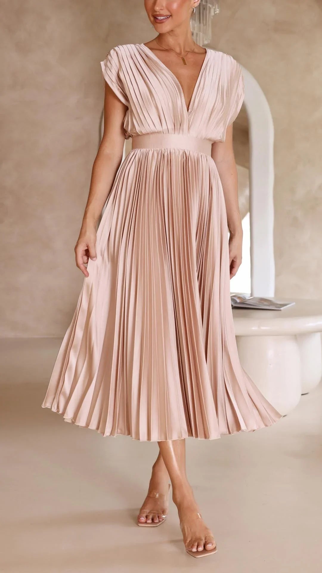 Maria – Elegant Women's Pleated Dress