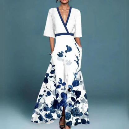 Jill- Elegant Women's Maxi Dress with Floral Pattern