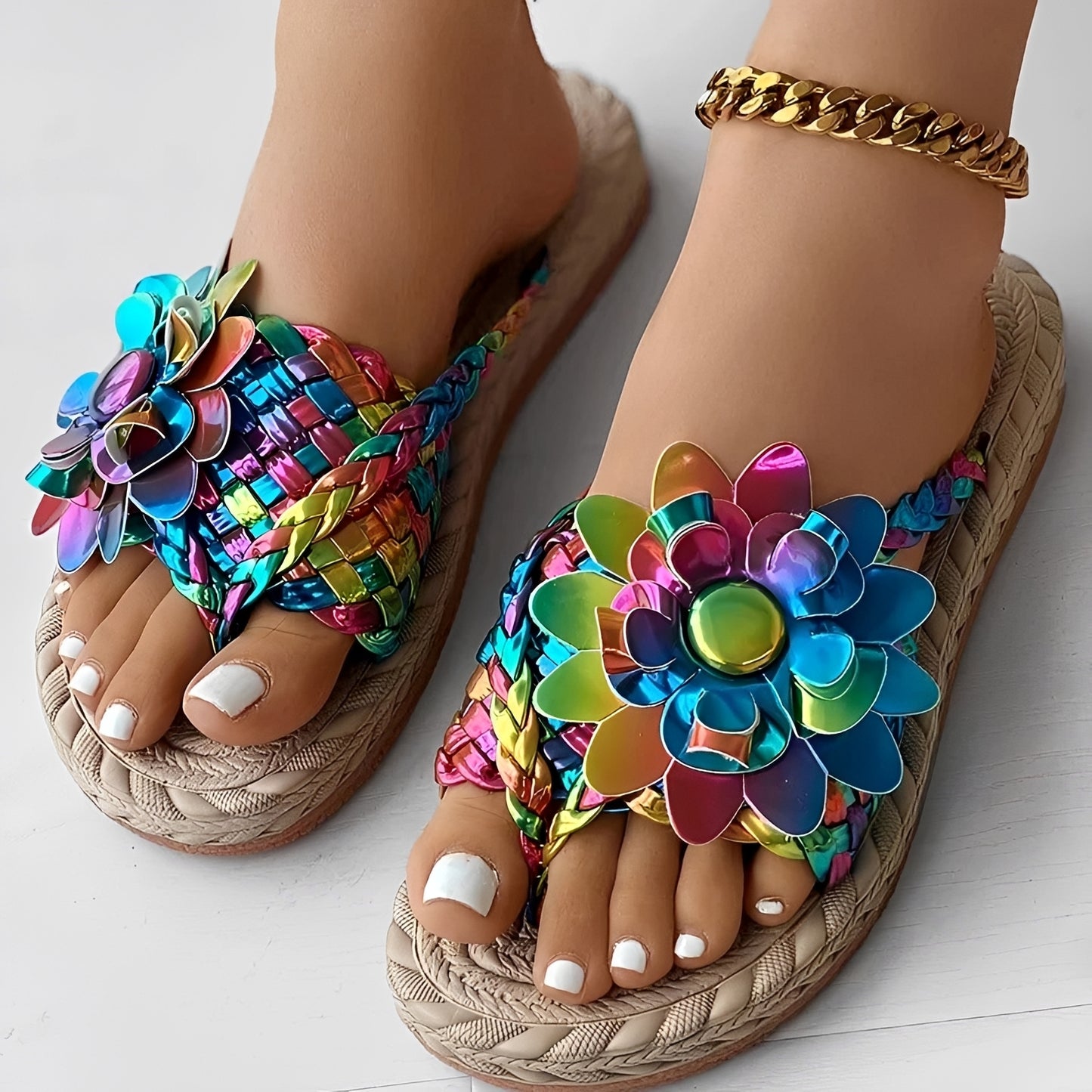 Saira - Casual Woven Flip Flops