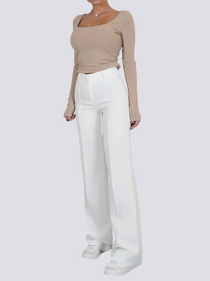 Amelie - Formal High-Waist Straight Leg Trousers