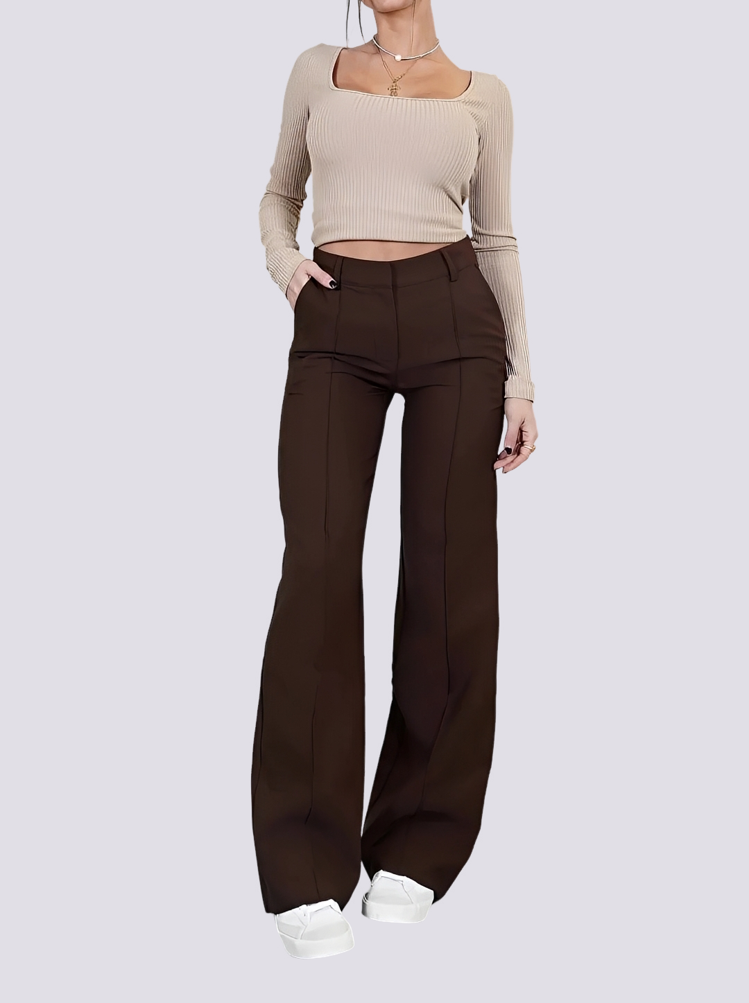 Amelie - Formal High-Waist Straight Leg Trousers