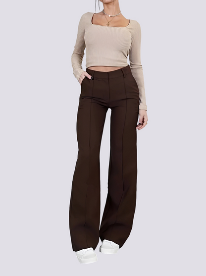Amelie - Formal High-Waist Straight Leg Trousers