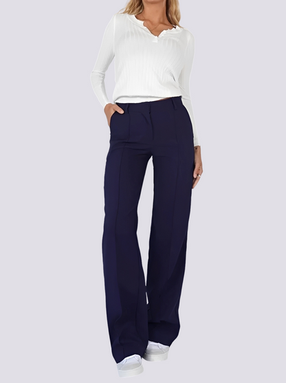 Amelie - Formal High-Waist Straight Leg Trousers