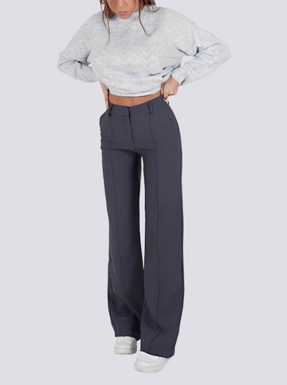 Amelie - Formal High-Waist Straight Leg Trousers