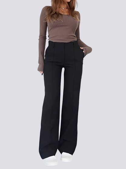 Amelie - Formal High-Waist Straight Leg Trousers