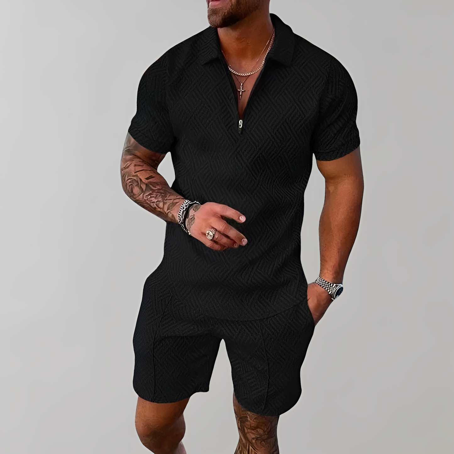 Edwin - Trendy polo shirt and shorts set for men