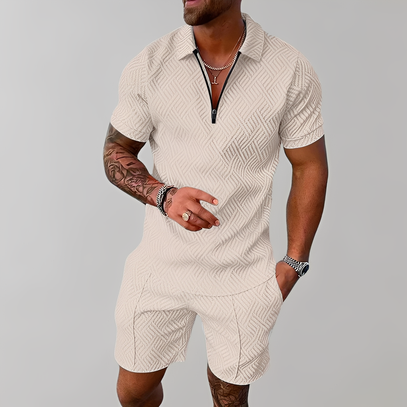 Edwin - Trendy polo shirt and shorts set for men