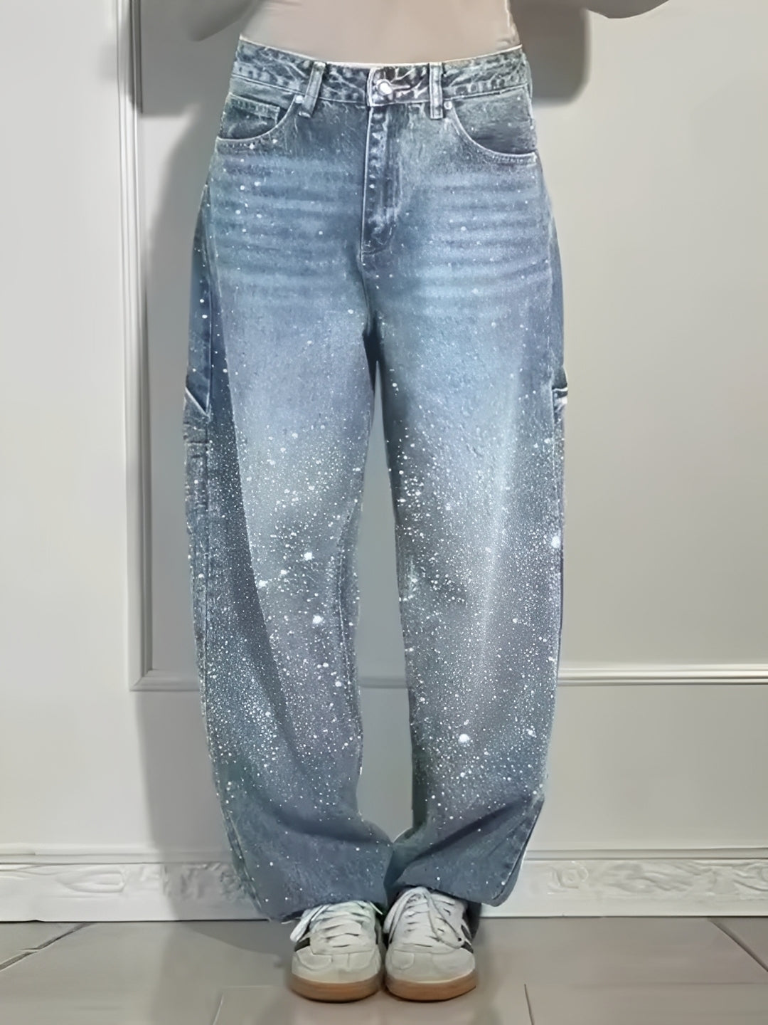 Sami - Stylish Wide-Leg Jeans with Glitters