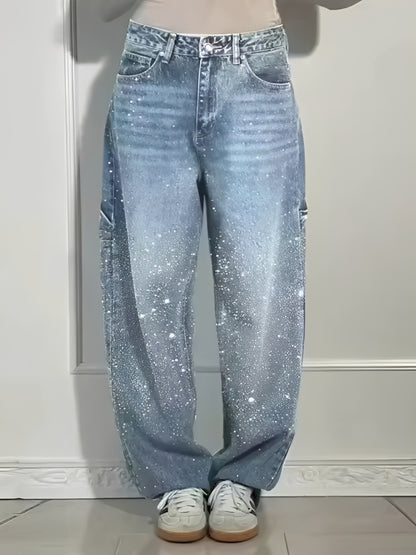 Sami - Stylish Wide-Leg Jeans with Glitters