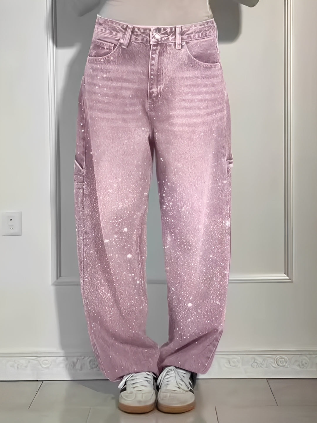 Sami - Stylish Wide-Leg Jeans with Glitters