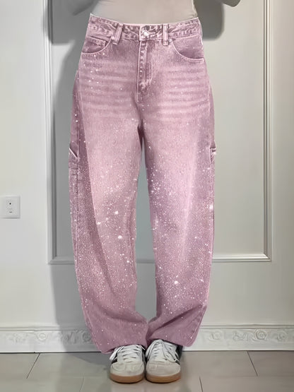Sami - Stylish Wide-Leg Jeans with Glitters