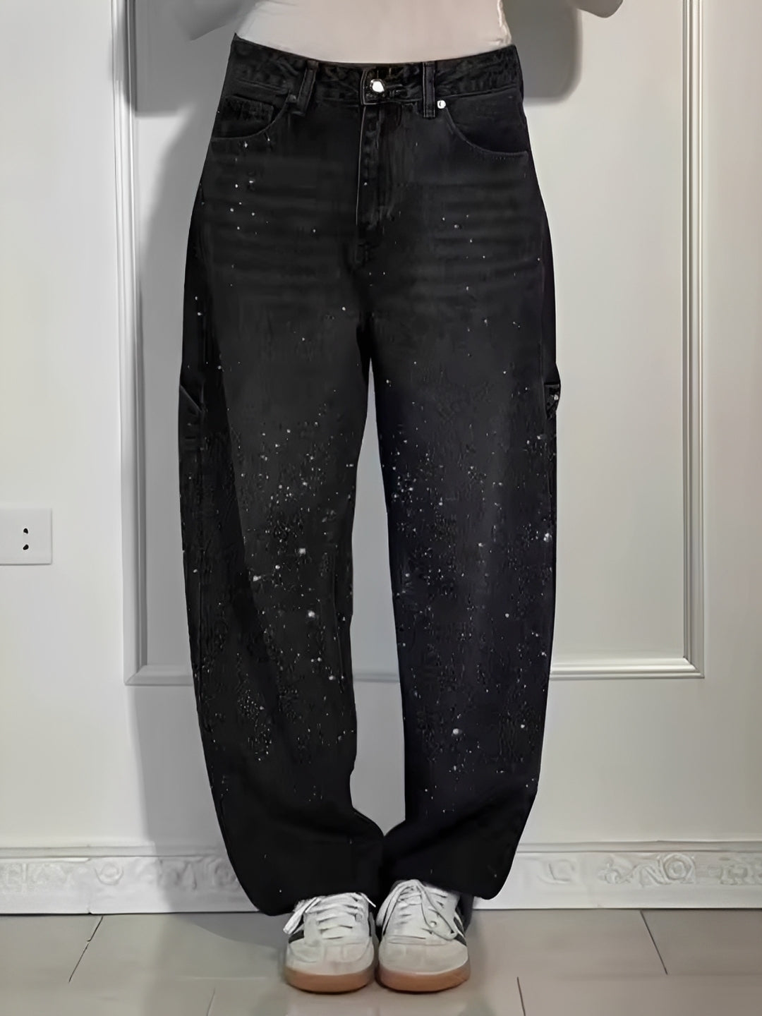 Sami - Stylish Wide-Leg Jeans with Glitters