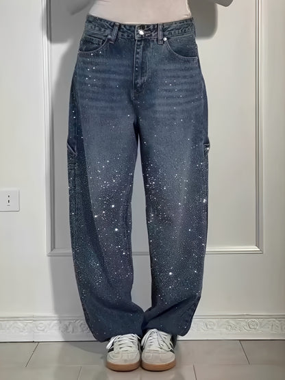 Sami - Stylish Wide-Leg Jeans with Glitters