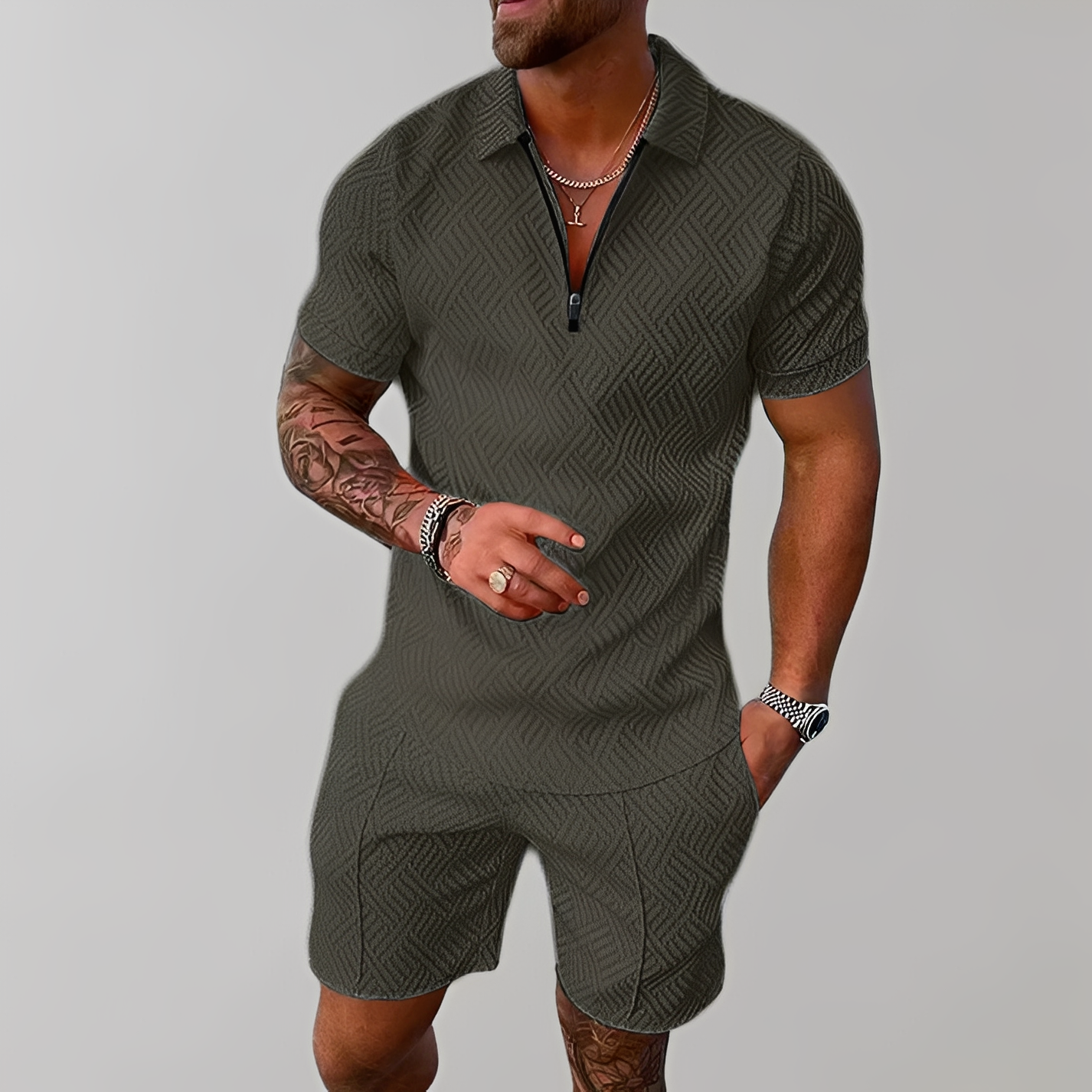 Edwin - Trendy polo shirt and shorts set for men