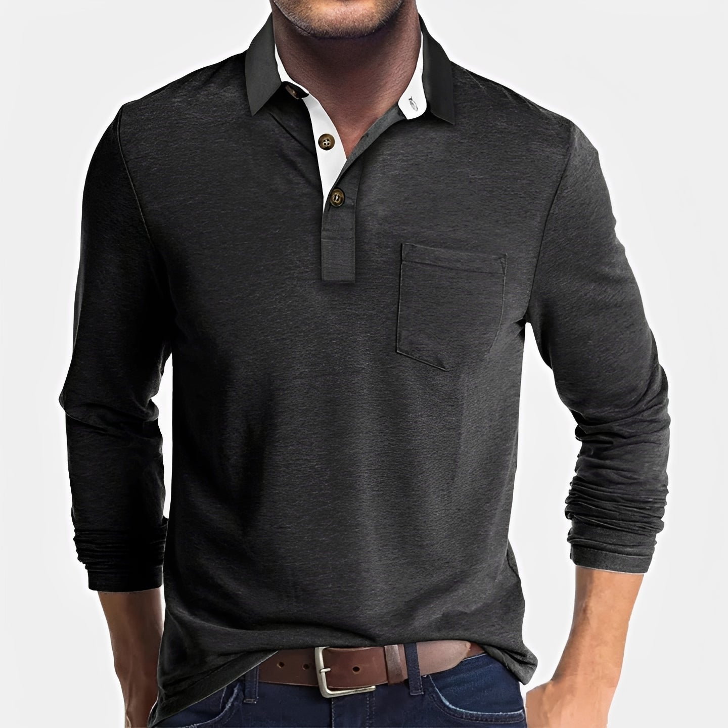 Hardy - Casual Long Sleeve Polo Shirt