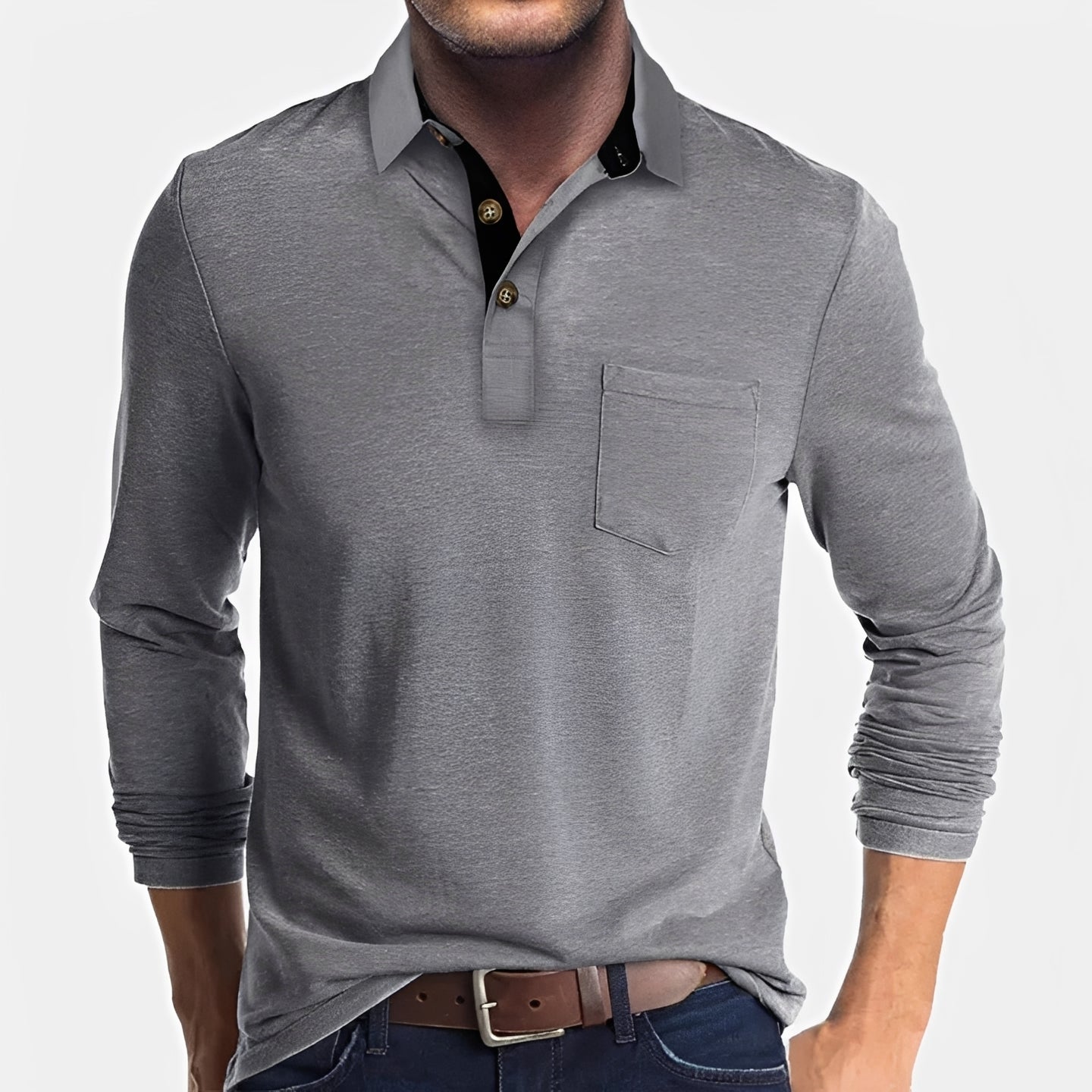Hardy - Casual Long Sleeve Polo Shirt